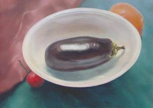 Eggplant in Oval Dish Gwen Gugell Still Life